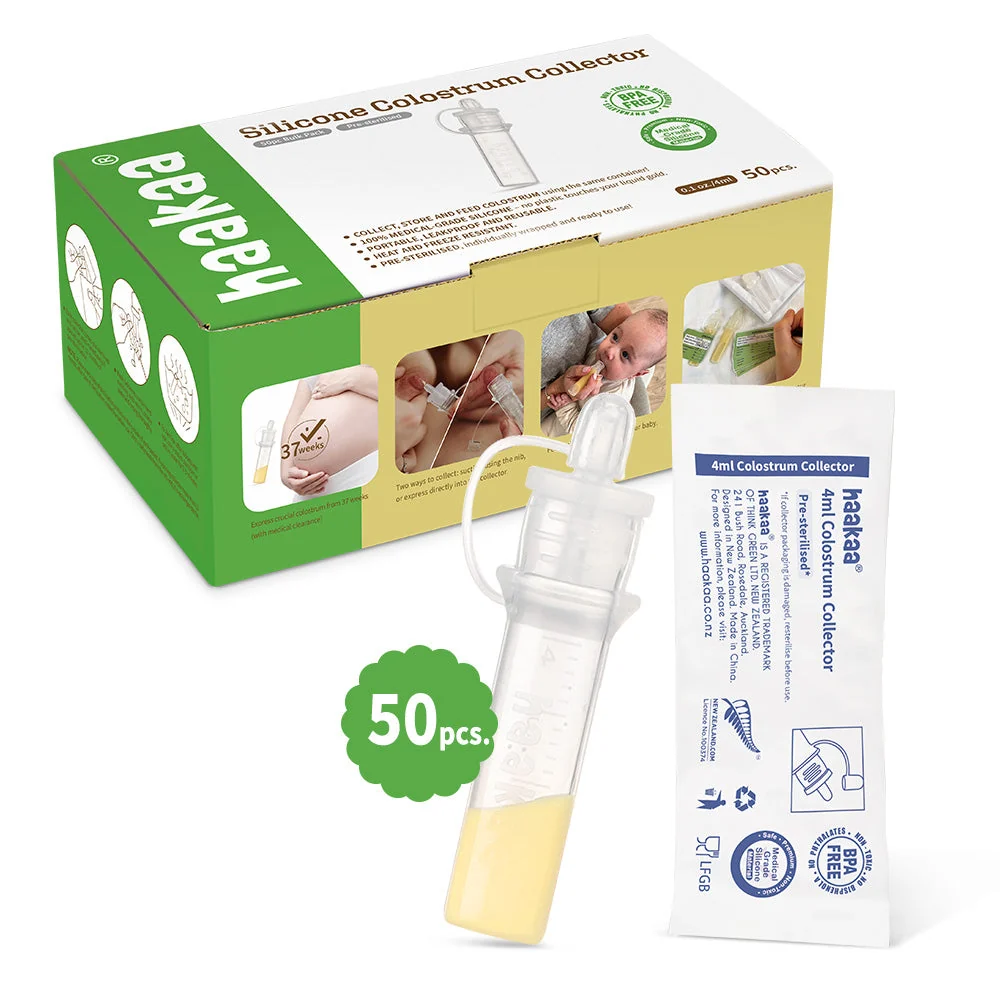 Haakaa Silicone Colostrum Collector 4 ml, 50 PK (Pre-Sterilized)